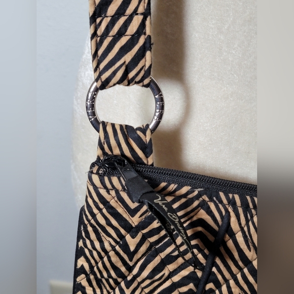 SOLD Vera Bradley Zip Hipster Zebra Tiger Print Crossbody Bag Purse Tan Black - Picture 4 of 14